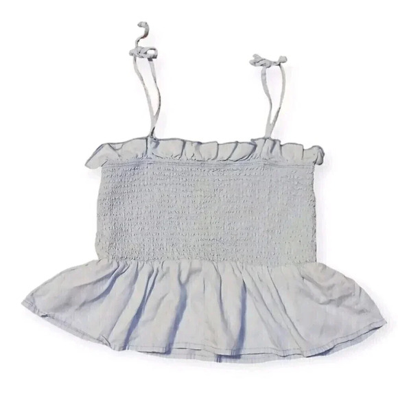 HARPER HERITAGE Blue Cropped Smocked Tie Tank Ruffle Women's Size XS - Picture 2 of 7
